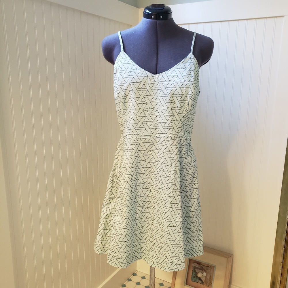 Banana Republic | Blue Geometric Fit & Flare Dress